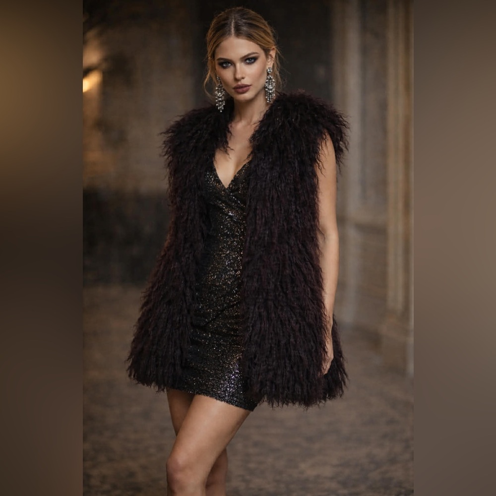 BCBG Mongolian lamb fur vest